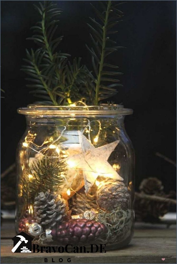 Bastelideen Weihnachtsdeko im Glas mit Lichterkette - Kreative Ideen für die festliche Jahreszeit
