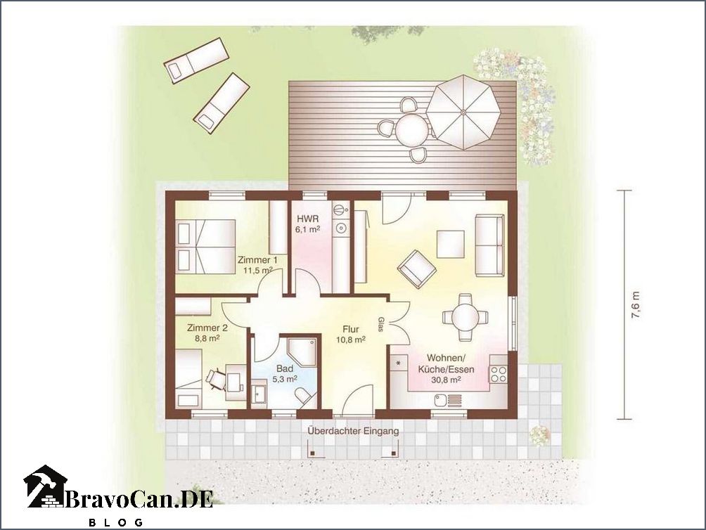 Langer Schmaler Bungalow Grundriss