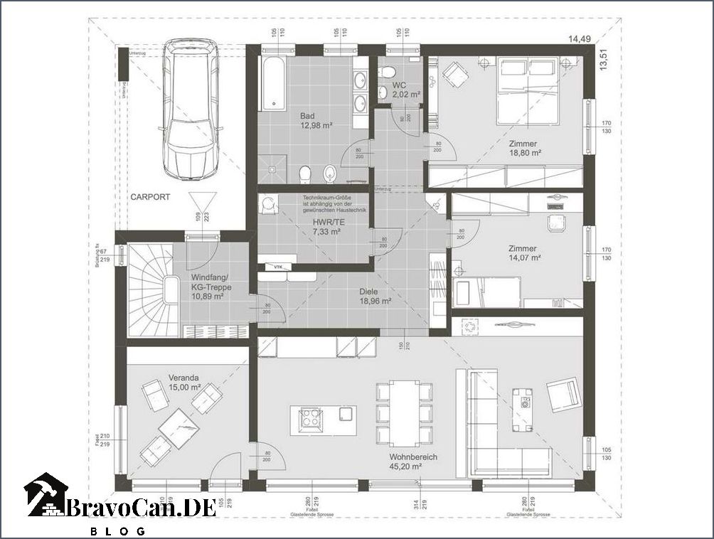 Grundriss Bungalow 120 qm Ideen und Inspiration für Ihr Traumhaus