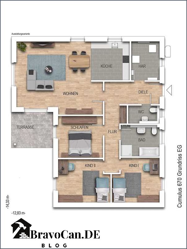 Grundriss Bungalow 130 qm Funktionale und stilvolle Wohnraumgestaltung