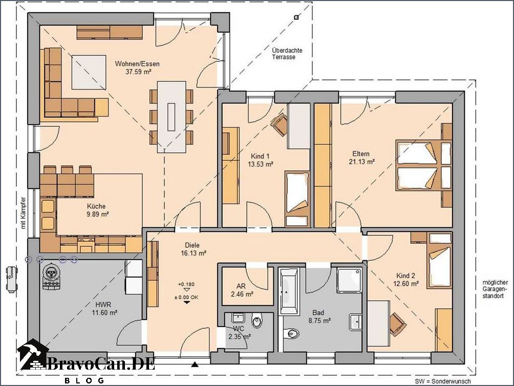 Grundriss Bungalow 60 qm Ideale Raumaufteilung für Ihr Zuhause