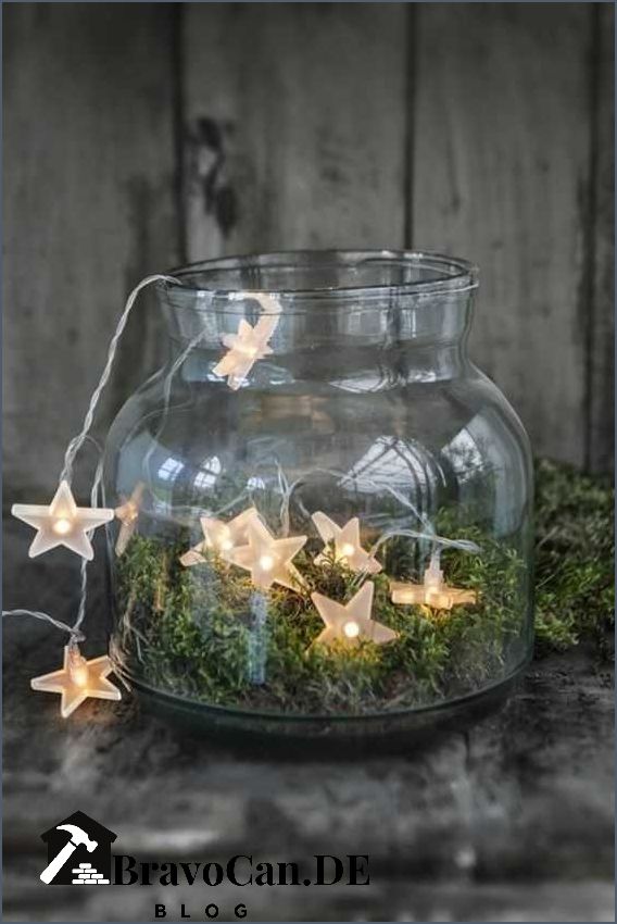 Selber machen Glas Weihnachtsdeko im Glas mit Lichterkette Selber machen Glas Weihnachtsdeko im Glas mit Lichterkette