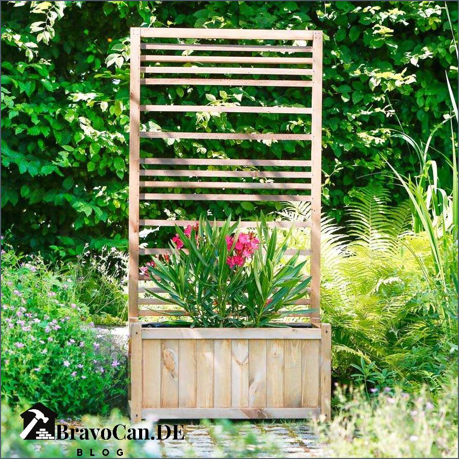 Spalier mit Pflanzkasten Platzsparendes und dekoratives Gartenelement Spalier mit Pflanzkasten Platzsparendes und dekoratives Gartenelement